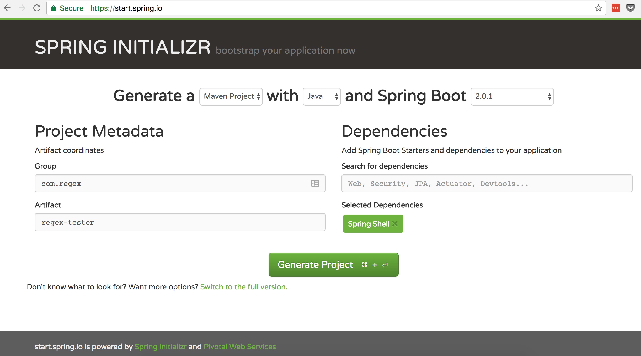 Regex tester spring starter