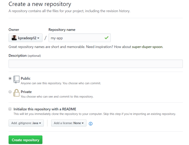 Create new repo in Git